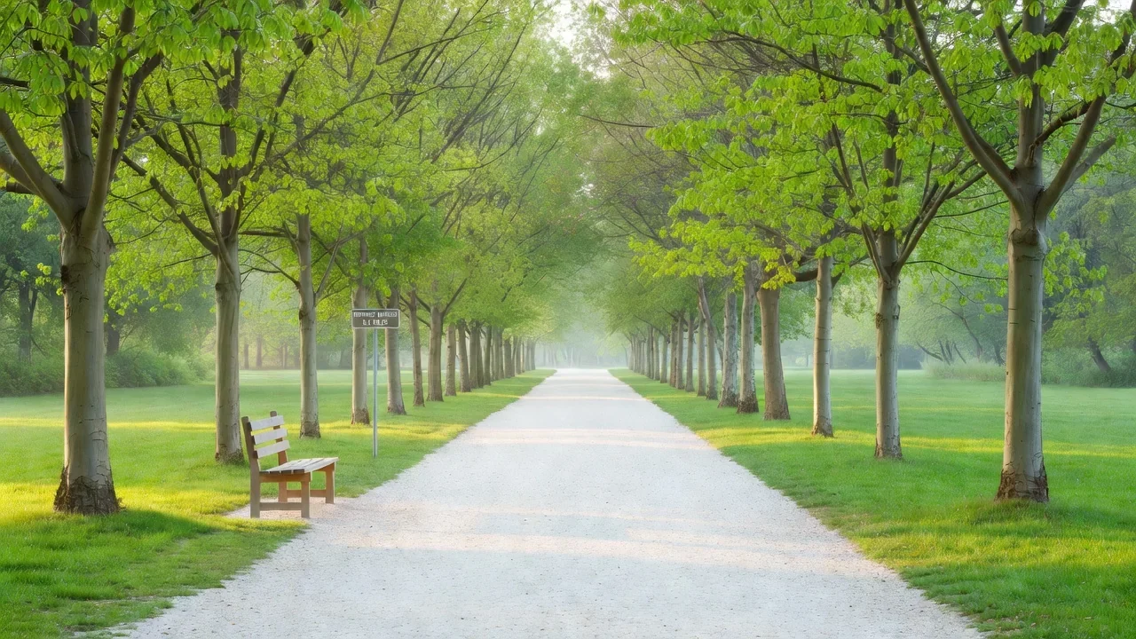 Tênis de caminhada amarrados na entrada de trilha arborizada
