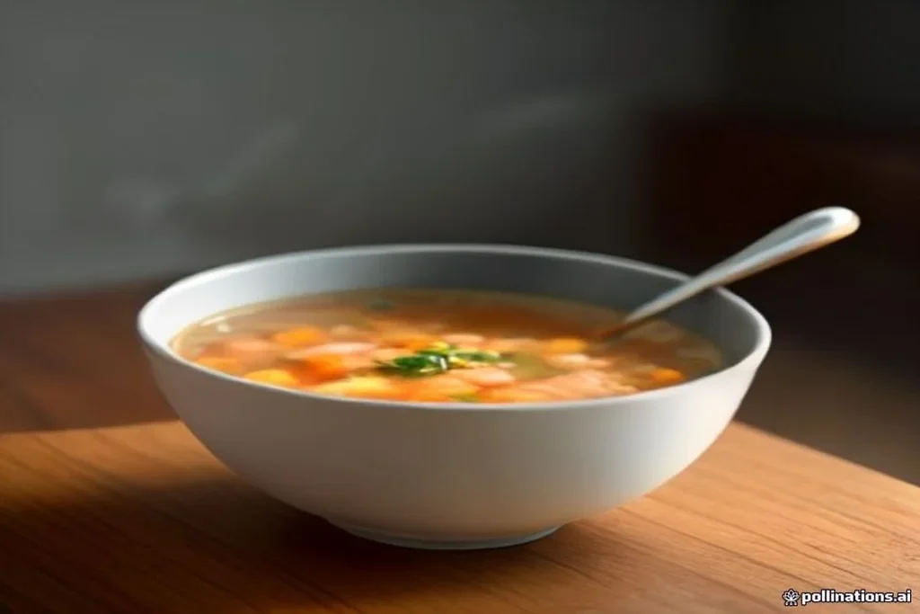 Panela de sopa caseira de legumes fumegante no fogão